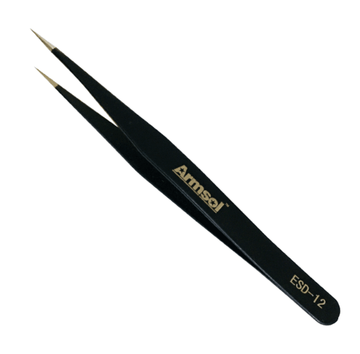 ESD-12 BLACK STRAIGHT TWEEZER - TE-3215-D